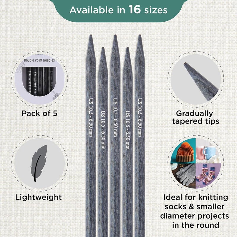 Knit Pro Dreamz Double Pointed Needles 5" (12.5cm) | US Size 10.5 (6.5mm) - Image 2